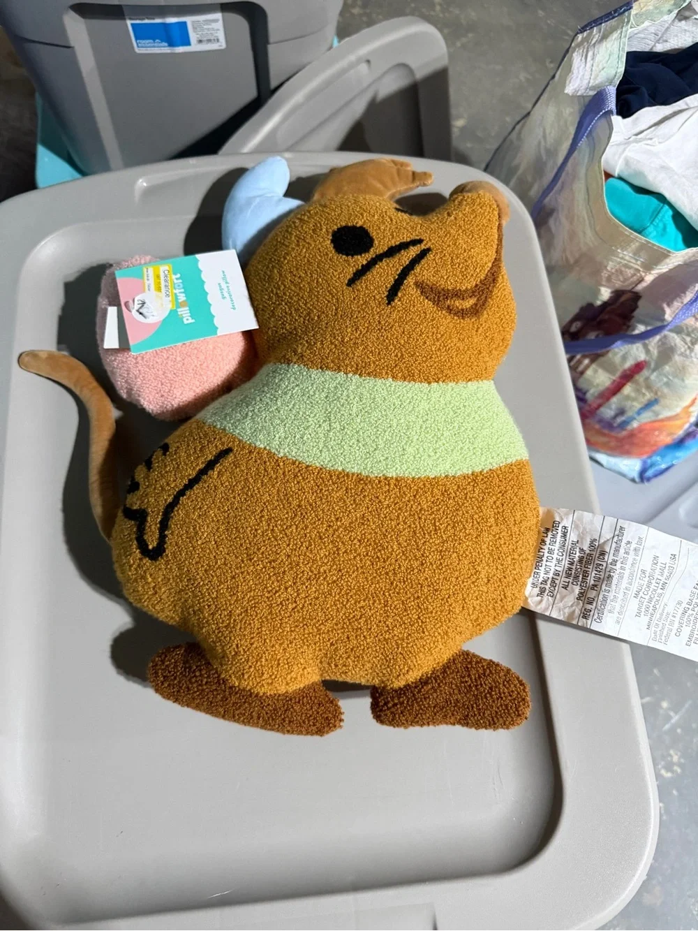 Pillowfort Disney Gus Brown and Mint Plush Character Pillow